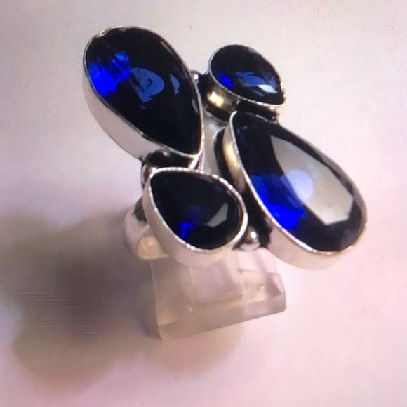 Blue Sapphire 925 Sterling Silver Ring - Picture 2 of 2